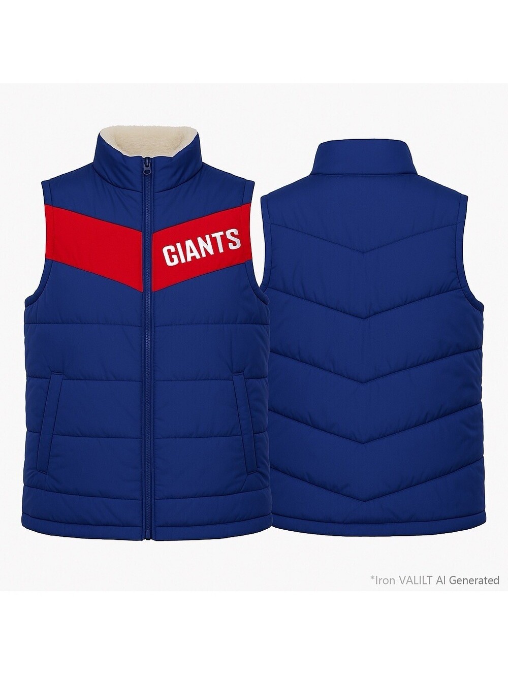 G-III 4Her New York Giants Women’s Small Blue Puffer Vest Sherpa Lined